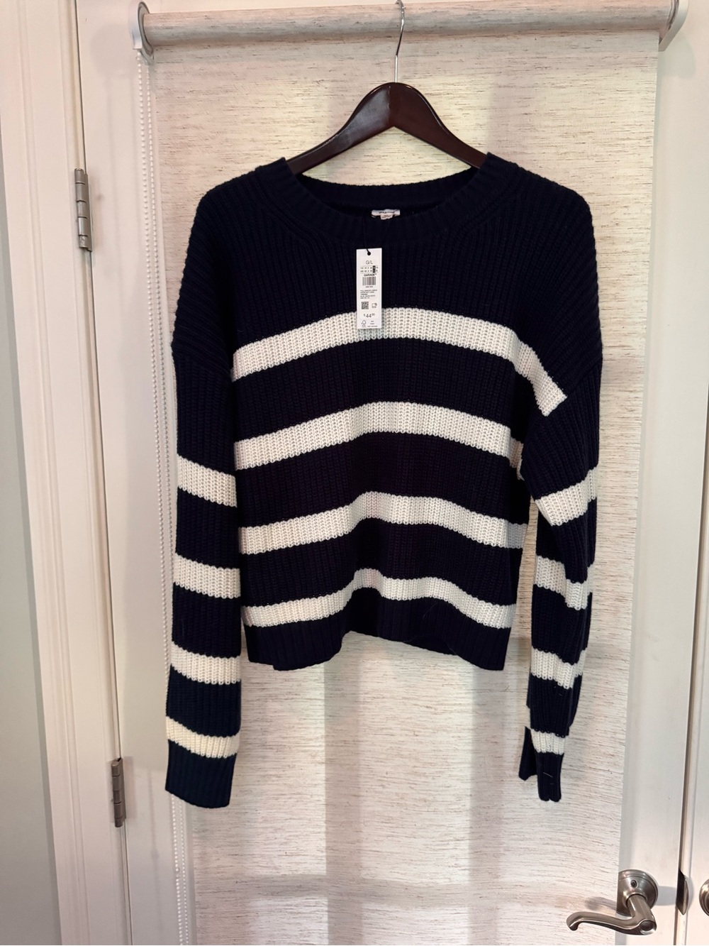 Garage Super Soft Striped Crewneck Sweater - Navy & White